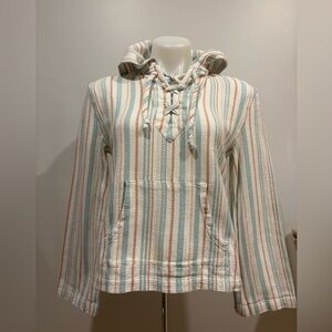 Roxy Striped Boho Hoodie with Front Pocket